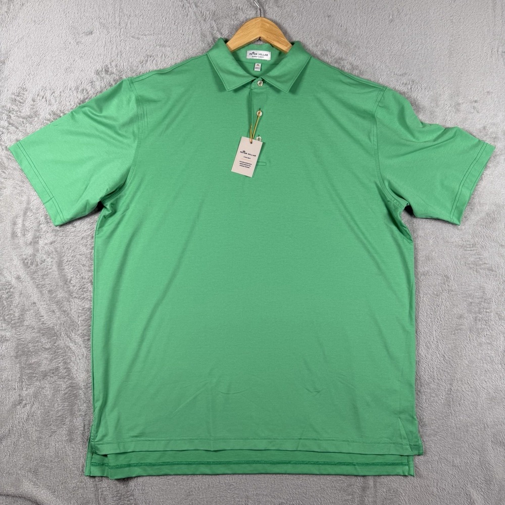 Peter Millar Summer Comfort Men's XL Green Solid Stretch Golf Polo MS20EK01S - Picture 2 of 8